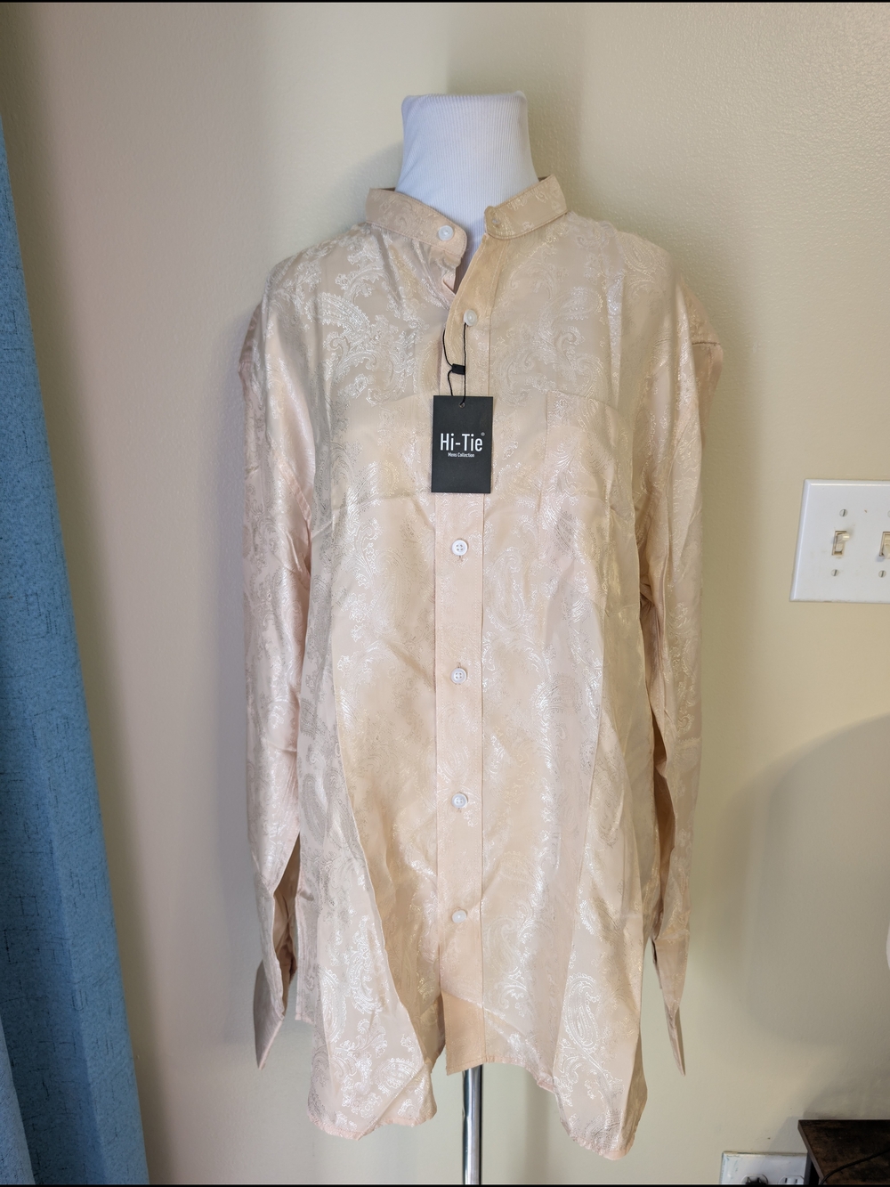 Men's Cream Jacquard Paisley Dress Shirt